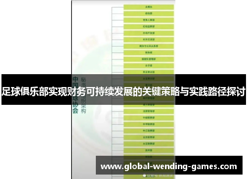 足球俱乐部实现财务可持续发展的关键策略与实践路径探讨